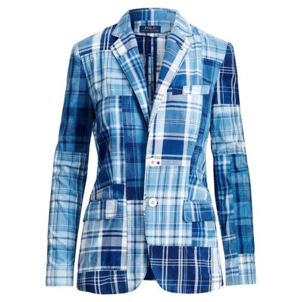 NWOT Sz 6 Polo Ralph Lauren Fitted Madras Patchwork Jacket Blazer